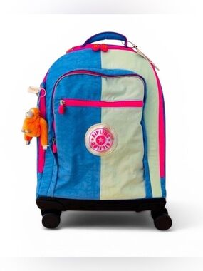 Kipling New Zea 15" Laptop Rolling Backpack Blue Bouncy